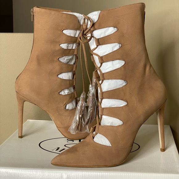 Steve Madden Piper Tan Leather Lace up Pump Bootie - Picture 11 of 11